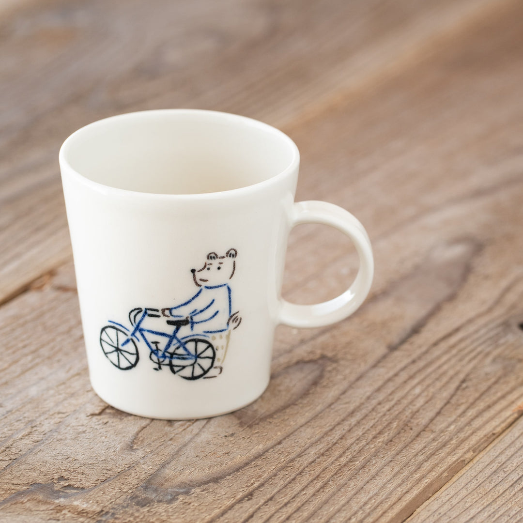 濱田綾音] シティーアニマルマグカップ クマと自転車 - キゴコチ