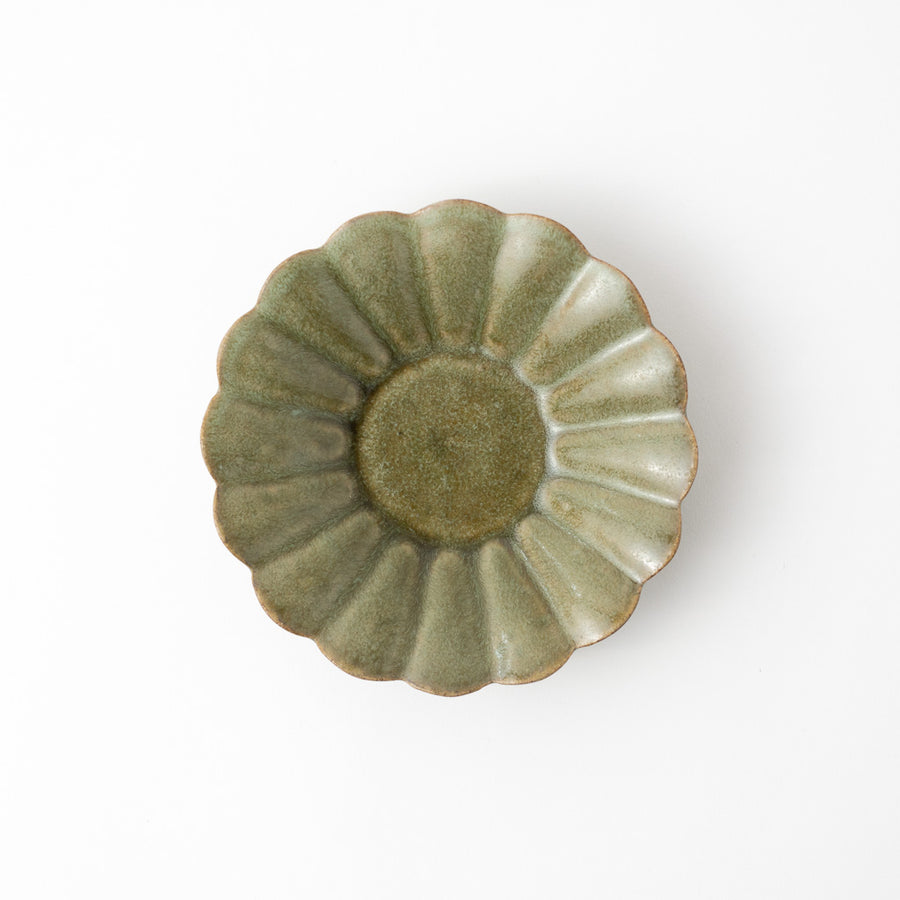 田中文哉] 輪花皿 14cm オリーブ – キゴコチ