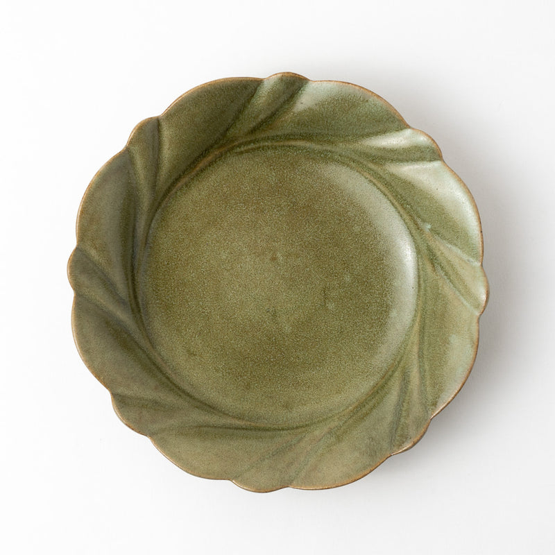 輪花皿 20cm　オリーブ